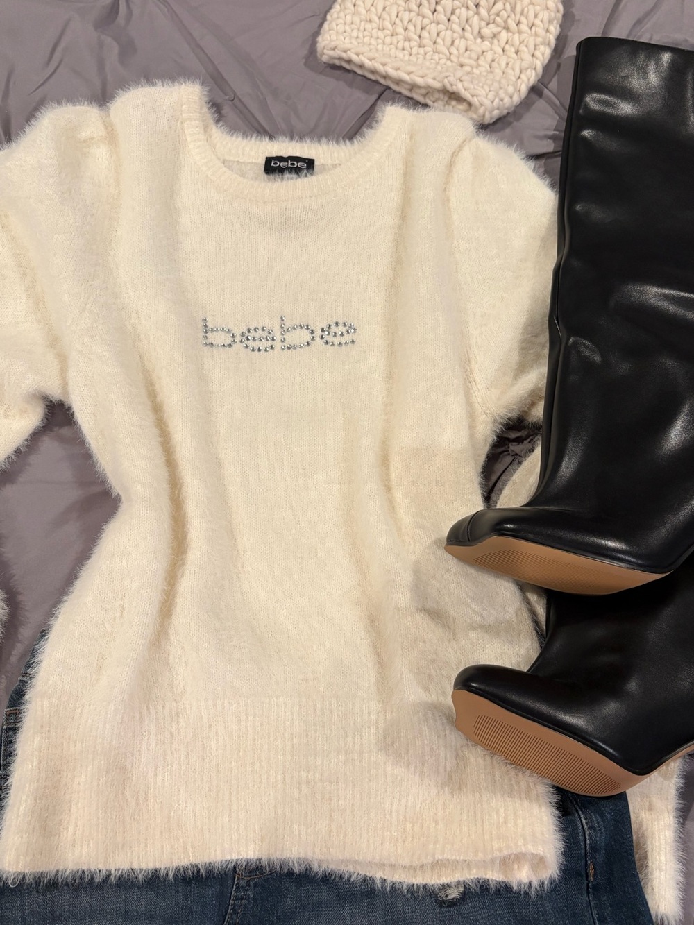 bebe Crystal Logo Wall Accent in Beige